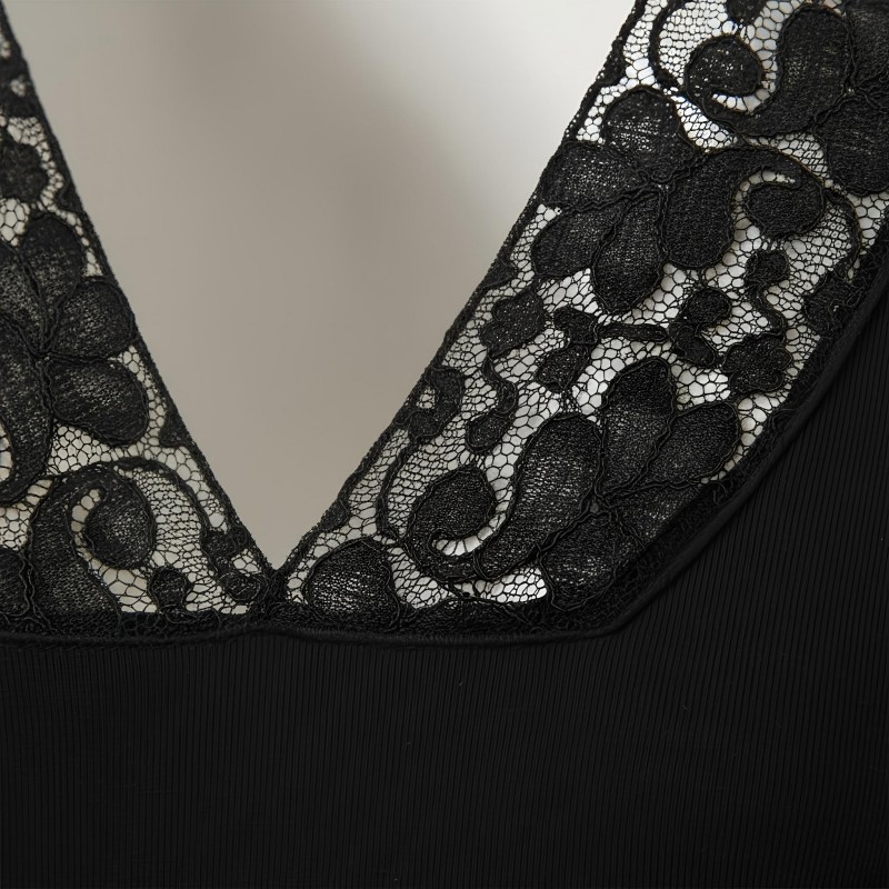 Evoni черно боди с фина дантела S